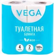 Бумага туалетная Vega 2-х слойная, 4 шт./уп.