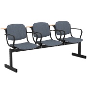 Блок стульев 3-местный, не откидывающиеся сиденья, мягкий, подлокотники, лекционный